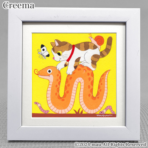 デザイン看板A4】猫 蛇 龍ポスター☆ヘビねこインテリア絵グッズ雑貨