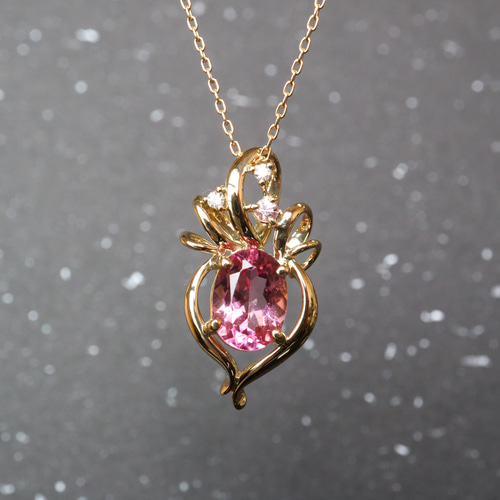 K18ルビー ペンダントトップ チャーム 18金 ダイヤ付き カラーストーン