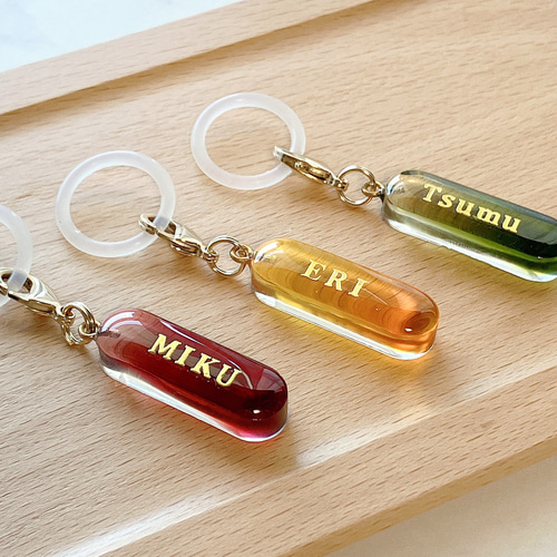 名入れ・全9色】ミニスティック イニシャルキーホルダー/アンブレラ