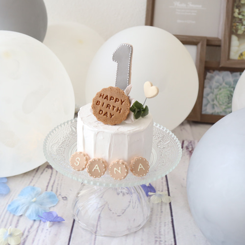 人気♡ナチュラルミニクレイケーキ☆1歳誕生日 誕生日ケーキ 自宅撮影