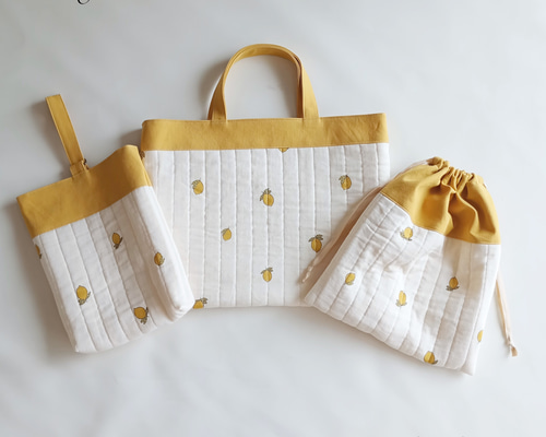 【送料無料】入園入学3点セット(レモン柄) b5a675bb9d38c3e676f83bf3c2cd7f