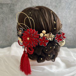 赤系のゴージャスな髪飾り ヘッドドレス ヘアアクセサリー 成人式 結婚式 赤系のゴージャスな髪飾り ヘッドドレス ヘアアクセサリー 成人