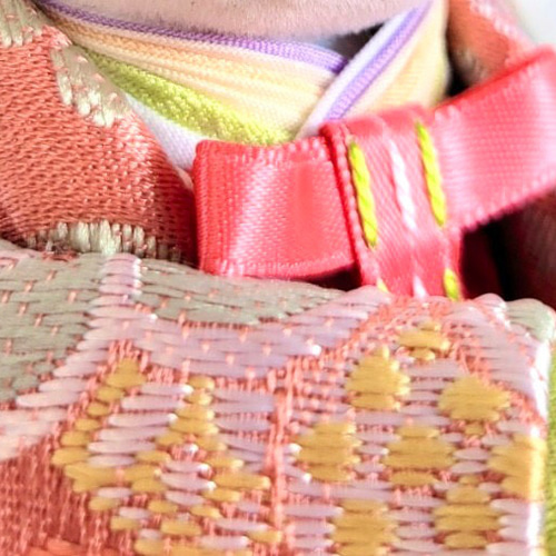 790 ひなまつり小さなお着物〈お姫様〉十二単 珊瑚色地に梅花文様藤紫