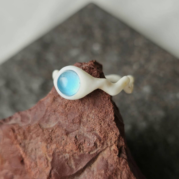 鹿の角 ブルートパーズのリング (約)12.5号 指輪・リング 鹿角工房