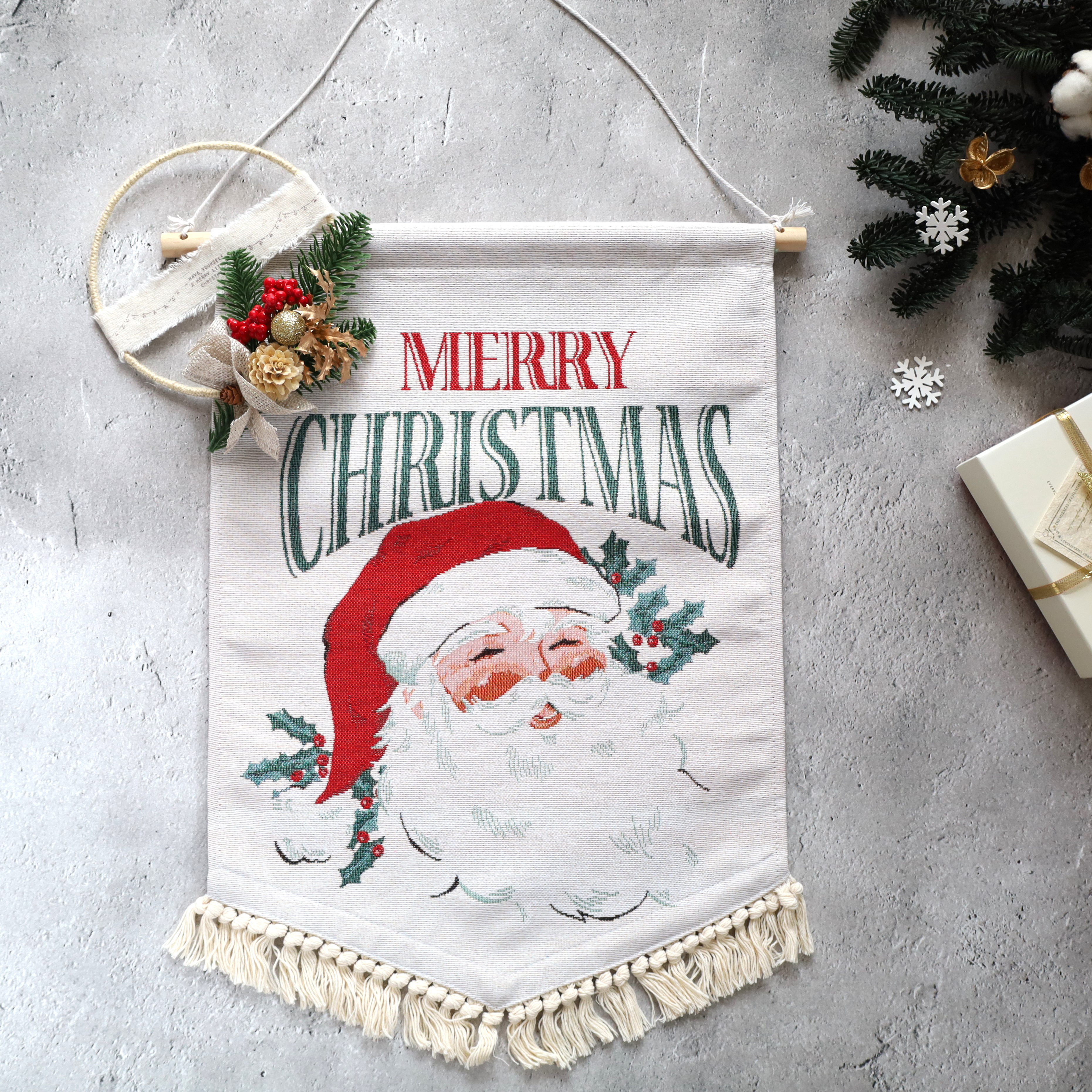 Xmasゴブラン織りタペストリー☆HO HO HO!☆ No.126　クリスマス　サンタクロース　タペストリー