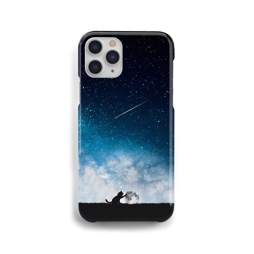月と猫 version2.0 スマホケース iPhoneケース 猫 月 星 iPhone