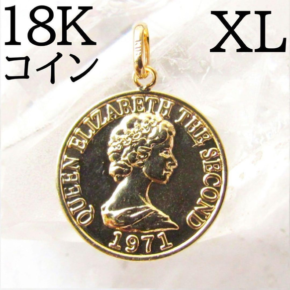 公式サイト K18 特大サイズ XL 18金 刻印 エリザベス ネックレス コイン アクセサリー