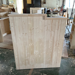 段差】カウンター レジ 無塗装 DIY 幅90×高さ105×奥行き38cm 机