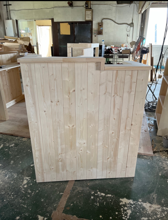 段差】カウンター レジ 無塗装 DIY 幅90×高さ105×奥行き38cm 机