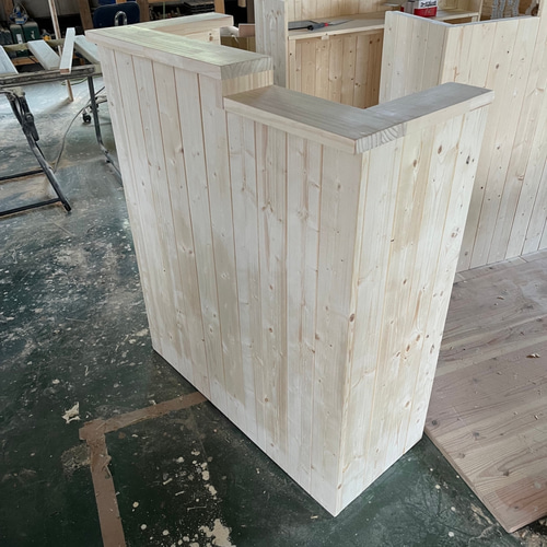 段差】カウンター レジ 無塗装 DIY 幅90×高さ105×奥行き38cm 机