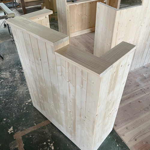 段差】カウンター レジ 無塗装 DIY 幅90×高さ105×奥行き38cm 机