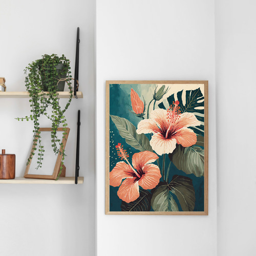 ハイビスカス SISTERS HIBISCUS アートポスター 花 ボタニカル アート