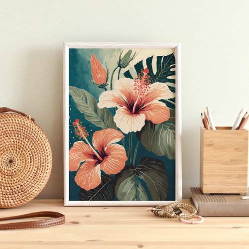 ハイビスカス SISTERS HIBISCUS アートポスター 花 ボタニカル アート