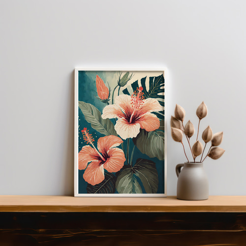 ハイビスカス SISTERS HIBISCUS アートポスター 花 ボタニカル アート