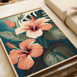 花のグラフィックアートポスター ハイビスカス SISTERS HIBISCUS アートポスター 花 ボタニカル アート