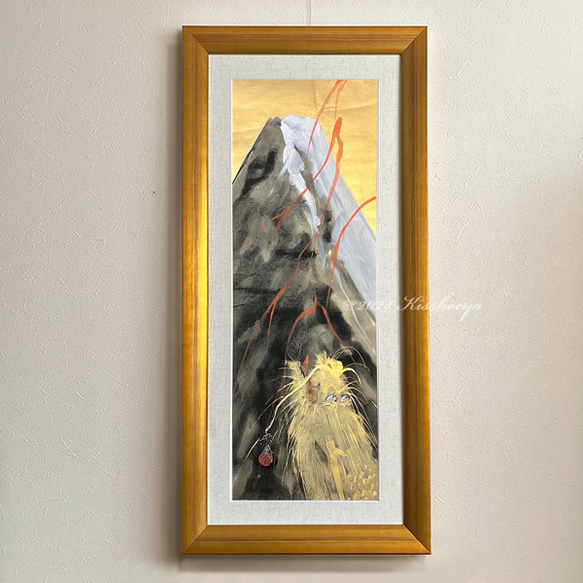 富士昇龍図」 【経営者様にオススメ◎】 水墨画風手描きの富士山