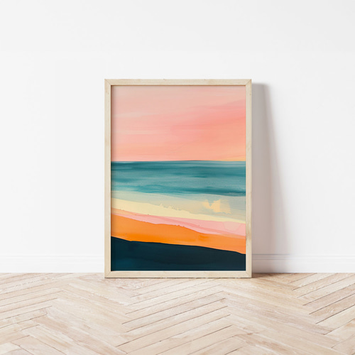 PINK SAND BEACH アートポスター 海 ビーチ ピンク アート