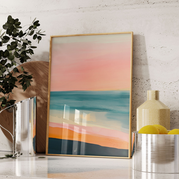 ピンクインテリア 海の風景 テクスチャーアート 海の絵 海 海アート Amazon.co.jp: 絵画 ピンクの海の夕日インテリア 絵画 静かな海