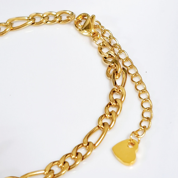 送料無料◆サージカルステンレス フィガロチェーン×マンテル ブレスレット 4枚目の画像