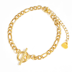 送料無料◆サージカルステンレス フィガロチェーン×マンテル ブレスレット 2枚目の画像