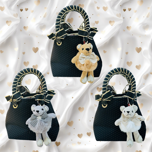 Unsteadymarket★27.テディバニーミニバックパックキーリング テディ&バニー ミニ-バッグキーリング_ブラック