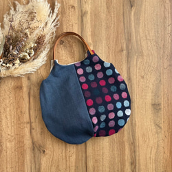 ★秋冬くったりバック★グレーカラフルドットウール混＆ざっくりリネン　【受注製作】 2枚目の画像