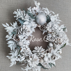 シルバーリーフのクリスマスリース/ シルバーインテリア、玄関リース