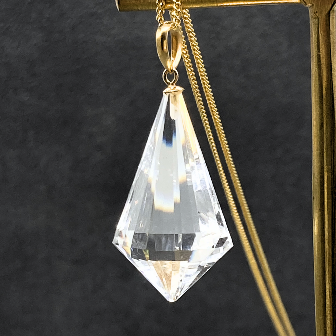 K18 30mm 剣型 クォーツ/白水晶  天然石ネックレス - ツルギL