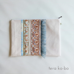 インド刺繍リボン 大きめポーチ タブレットケース ポーチ テラ工房