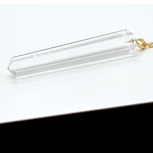 天然白水晶ネックレK18- 54mm つらら クォーツ/白水晶 K18 K18GP 天然石ネックレス