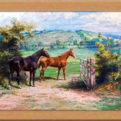 正規店仕入れの 馬の牧場の風景画 通販｜Creema ARTE 絵画 イギリスのアート アンティーク雑貨