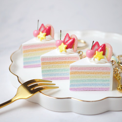 ミニ】いちごショートケーキチャーム（カット） キーホルダー