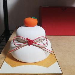 【アウトレット品】新バージョン【受注制作】木の鏡餅（大）　お餅はホワイト ♪ 2枚目の画像