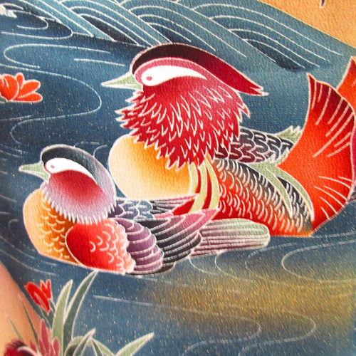 大きめサイズ】着物ドレス◎鴛鴦◎細見え縦長シルエット&オール  