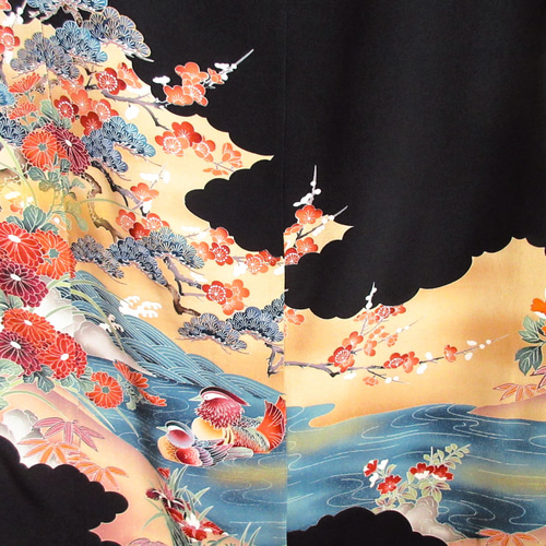 大きめサイズ】着物ドレス◎鴛鴦◎細見え縦長シルエット&オール  