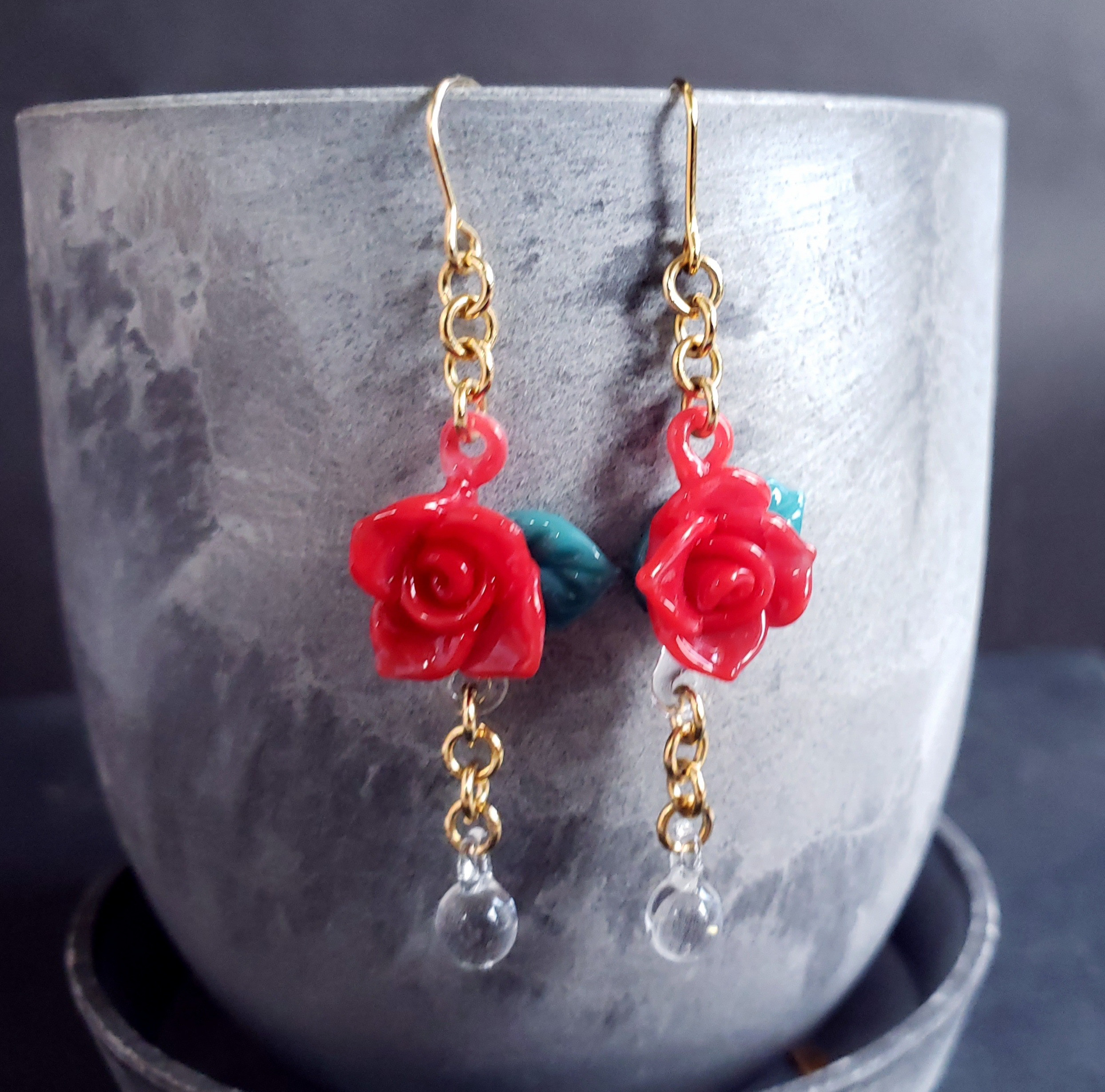 真っ赤な 薔薇(バラ) ピアス ピアス（フープ） satsuki studio 通販