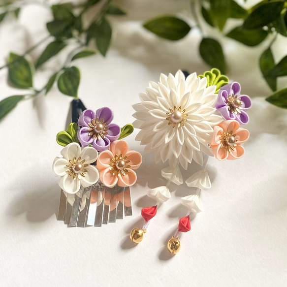 あんみさま専用 七五三髪飾りセット ライラック色×薄藤色 7-19 かりん