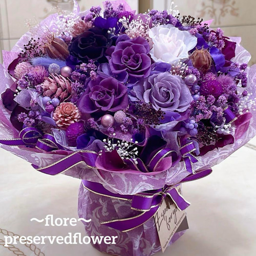 ✨ミックスバラプリザ＆アーティフィシャル花束アレンジ✨ラッピングの