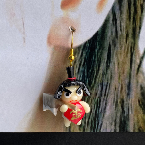 金太郎と熊 ミニチュアピアスorイヤリング ピアス（フック・チェーン