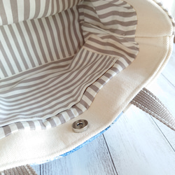 デニム×レースプリントリメイク風 ♡ 三角マチのミニトートバッグ 7枚目の画像