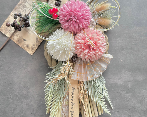 再販】No.23 ナチュラルわらのしめ縄リース2026 ハンドメイド お正月