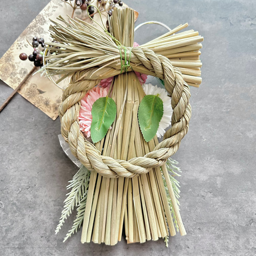 再販】No.23 ナチュラルわらのしめ縄リース2026 ハンドメイド お正月