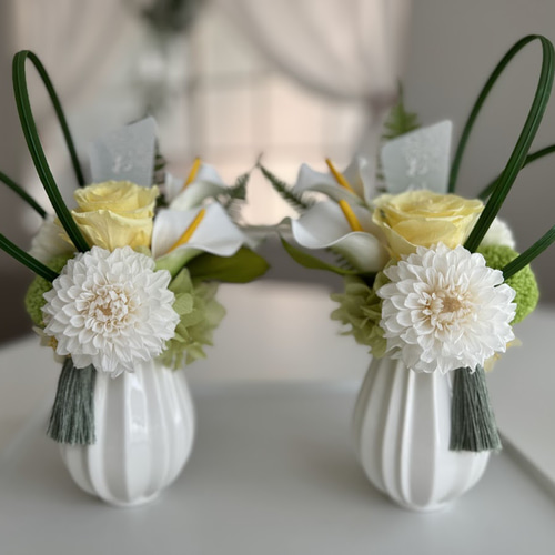 再販】永遠に（とわに) 一対 黄色 仏花 アレンジメント 供花 ギフト  