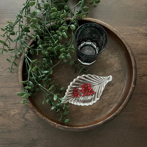 アンティーク レトロ 昭和 くり抜き無垢盆 お盆・トレイ antique art