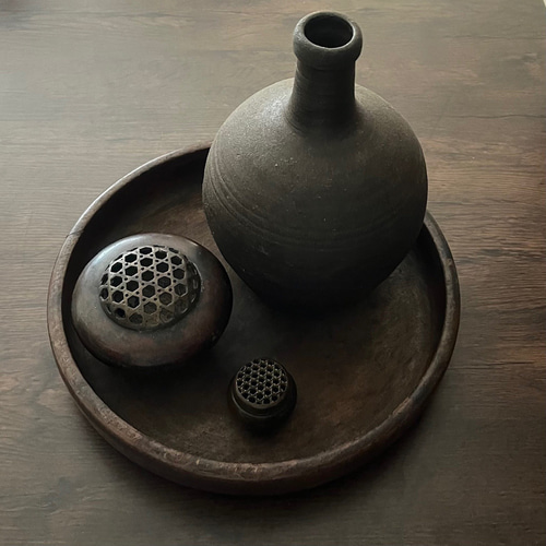 アンティーク レトロ 昭和 くり抜き無垢盆 お盆・トレイ antique art