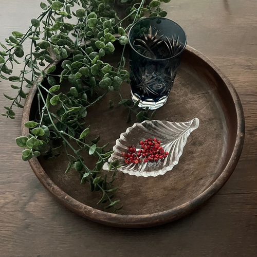 アンティーク レトロ 昭和 くり抜き無垢盆 お盆・トレイ antique art