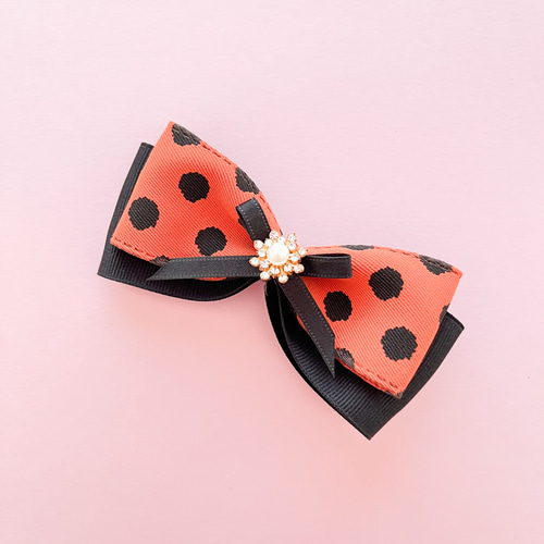 ⓝⓔⓦ【大きめドットリボン】ベビーヘアクリップキッズヘアクリップ
