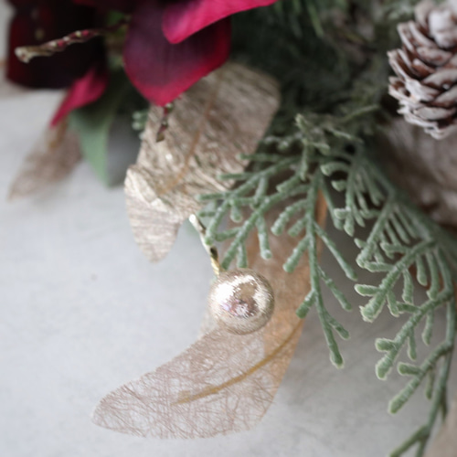 クリスマスローズのスワッグ ❁ 壁掛け 花束 ワインレッド クリスマス