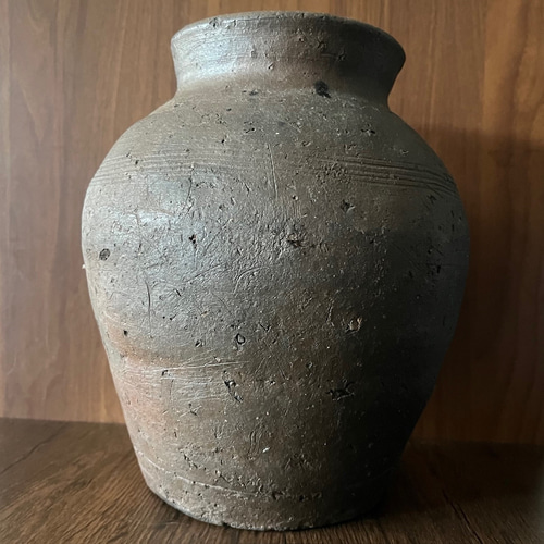 古美術品◼️蔵から出て来た、かなりステキな壁掛けの古い備前焼、花瓶、一輪挿し、陶器 鎌倉時代 古備前壺】高さ24cm 重厚な歴史と美を宿す本物保証の逸品