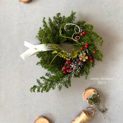 Merry Christmas 2025 静かな森の木の実のリース 〜50cm Merry